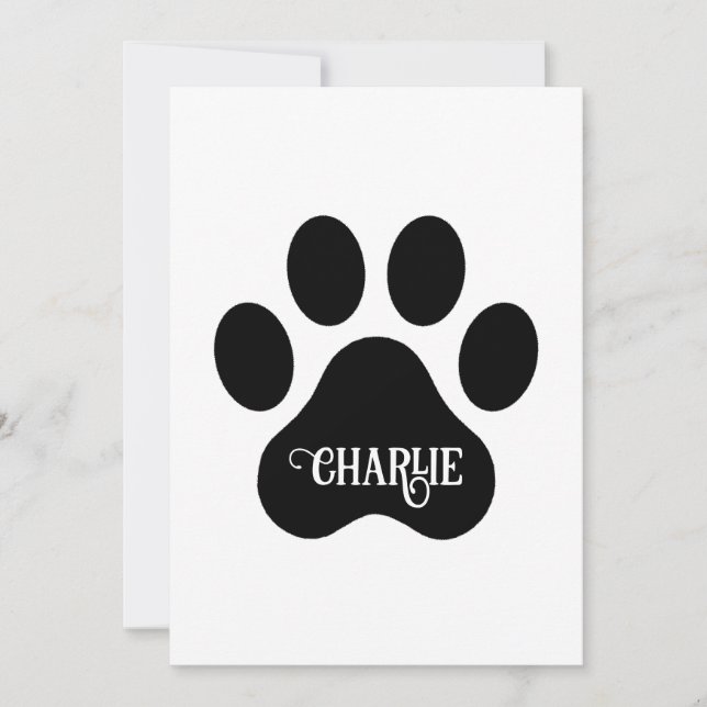 Cartão De Festividades Dog Paw Name Silhouette Design (Frente)