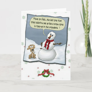 Cartão De Festividades Dog Peeing on Snowman Threat Greeting Card