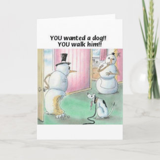 Cartão De Festividades Dog Pees on Snowman