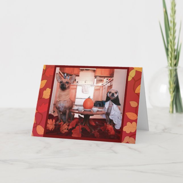 Cartão De Festividades Dog Thanksgiving (Frente)