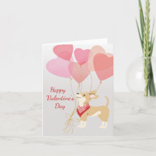 Cartão De Festividades Dog Valentine Card From Chihuahua Red Balloons
