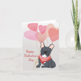 Cartão De Festividades Dog Valentine Card From French Bulldog Balloons