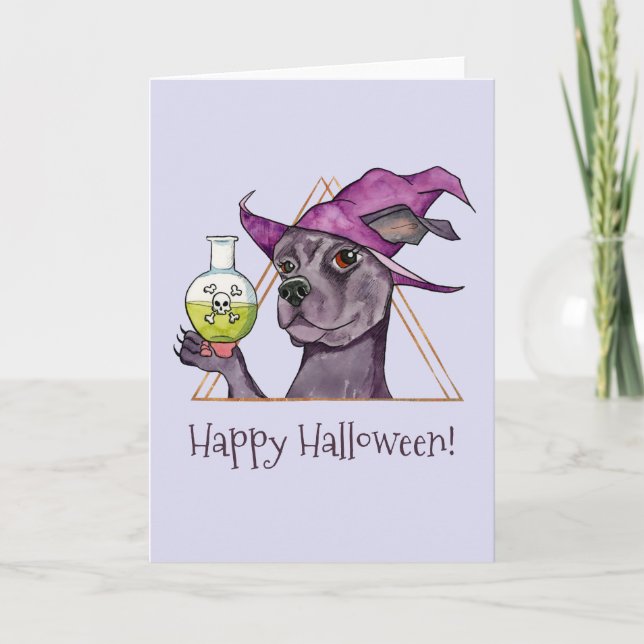 Cartão De Festividades Dog Witch, Happy Halloween (Frente)