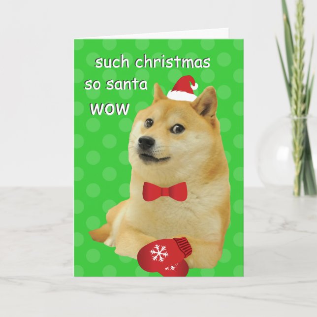 Cartão De Festividades Doge Funny Meme Green (Frente)