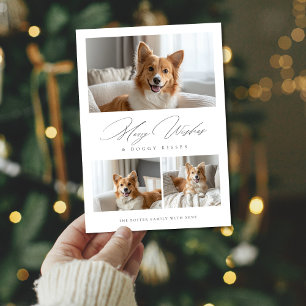 Cartão De Festividades Doggy Kisses Engraçado Cão 3 Foto Natal Moderno
