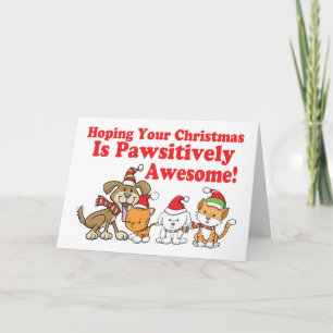 Cartão De Festividades Dogs & Cats Pawsitively Awesome Christmas