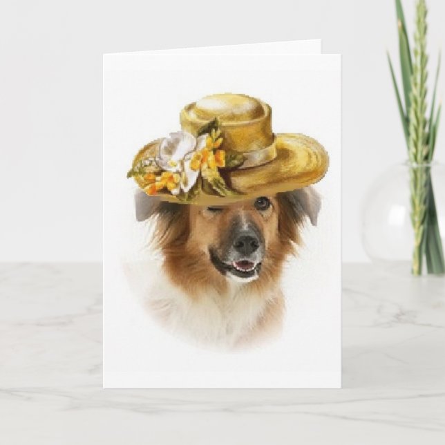 Cartão De Festividades Dogs~Original Ditzy Notecard~Border Collie~Easter (Frente)