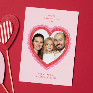 Cartão De Festividades Doily Lace Heart Valentine's Day Photo