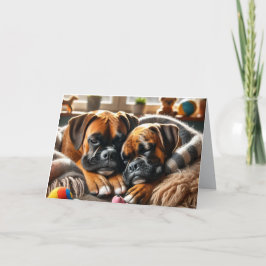 Cartão De Festividades Dois Boxers, Um Coração: Um Vale Perfeito Em Paw