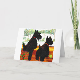 Cartão De Festividades Dois Cães Scottie No Natal