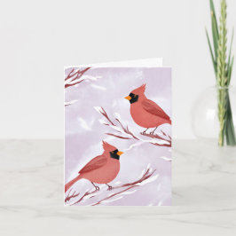 Cartão De Festividades Dois Cardinals Vermelhos | Lembrança em Aquarela