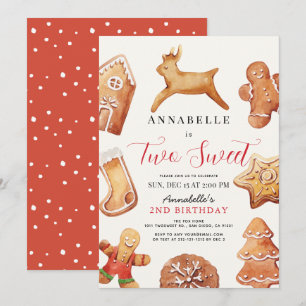 Cartão De Festividades Dois Doces Aniversário de 2 anos com Tema de Natal