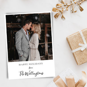 Cartão De Festividades Dois Fotos Casal Casamento Roteiro Saudação de Nat