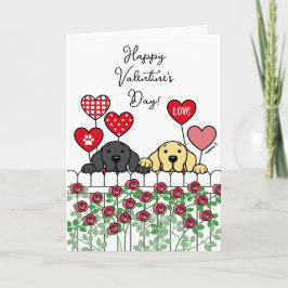 Cartão De Festividades Dois Labradores Assistindo Rosas de Desenho Animad