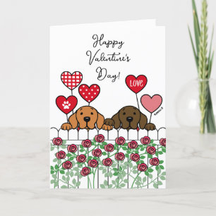 Cartão De Festividades Dois Labradores Assistindo Rosas de Desenho Animad