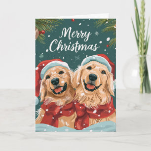 Cartão De Festividades Dois lindos Labradores Feliz Natal Personalizado