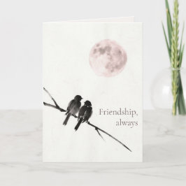 Cartão De Festividades Dois Pássaros Sumi-E | Amizade, Sempre | Galentine