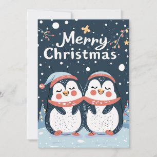 Cartão De Festividades Dois pinguins bonitos Feliz Natal