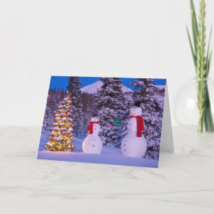 Cartão De Festividades Dois presentes de troca de neve pela árvore