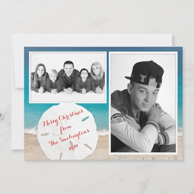 Cartão De Festividades Dólar de Areia Fotográfica da Família Costeira de  (Frente)