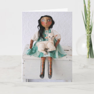 Cartão De Festividades Doll & Lamb Easter Card