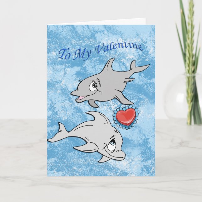 Cartão De Festividades Dolphin Valentine's Day Card (Frente)
