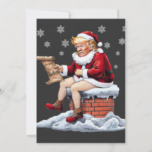 Cartão De Festividades Donald Trump Papai Noel Defecando pela Chaminé Bid