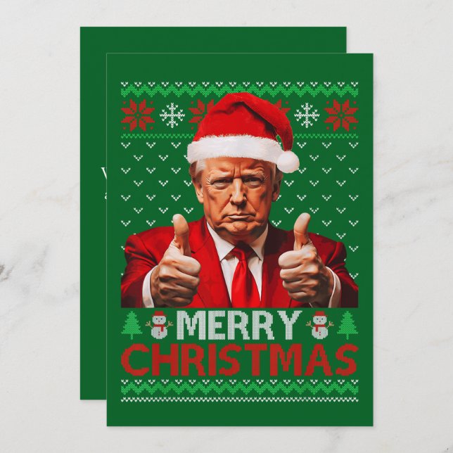 Cartão De Festividades Donald Trump Santa Hat Feliz Natal Ugly Gift (Frente/Verso)