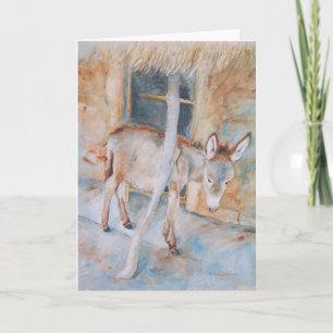 Cartão De Festividades Donkey in the Manger Christmas Card Nativity Scene