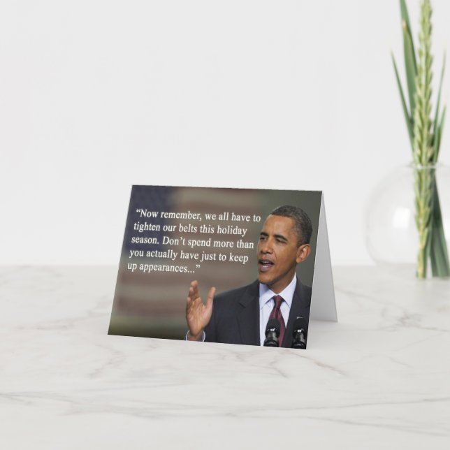 Cartão De Festividades "Don't Overspend" Obama Christmas Card (Frente)