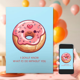 Cartão De Festividades Donuts Fofos Nota do Dia dos Namorados para Crianç
