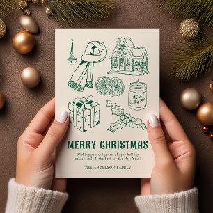 Cartão De Festividades Doodle Divertido Não Foto Natal