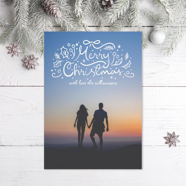 Cartão De Festividades Doodle Ribbon Feliz Natal Foto Festiva (Criador carregado)