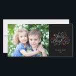 Cartão De Festividades Doodles Coloridos Foto de Natal Feliz Preto<br><div class="desc">Este brilhante e colorido cartão de festas ilustra nossos rabiscos de folhagem ilustrados e diz "Feliz Natal" em um moderno roteiro de pincel. Vem com um padrão correspondente no verso de uma placa especial extra. Esta design faz parte de uma coleção.</div>