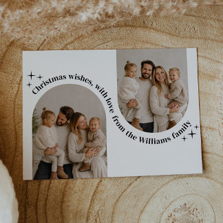 Cartão De Festividades Double Arch Foto Família Natal