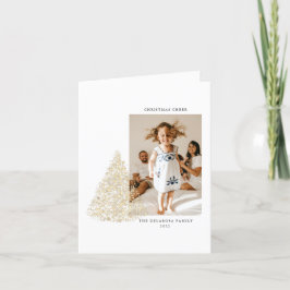 Cartão De Festividades Dourada animação de Natal com Foto em Duas Fotos