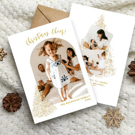 Cartão De Festividades Dourada árvore de Natal 2 Foto 2022