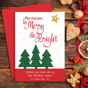 Cartão De Festividades Dourada árvore verde estelar seja simples com Feli