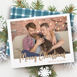 Cartão De Festividades Dourada Bolha de Natal Letras Xadrez Azul