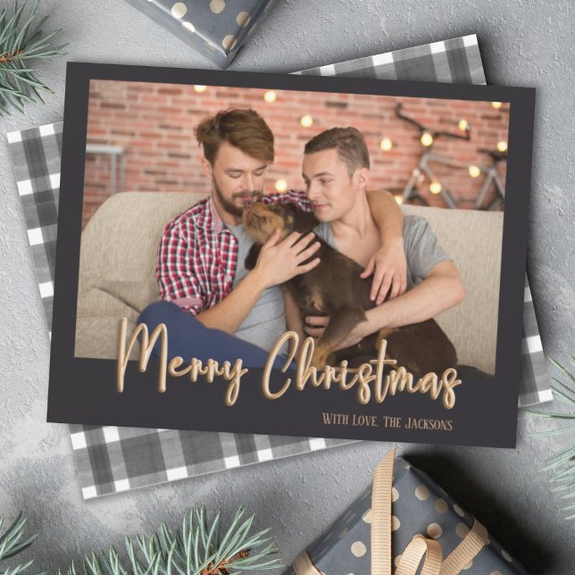 Cartão De Festividades Dourada Bolha de Natal Meritíssimo Letras Xadrezes (Criador carregado)