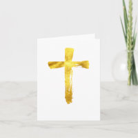 Dourada Cruz de Pincel - Crucifixo Cristão Moderno