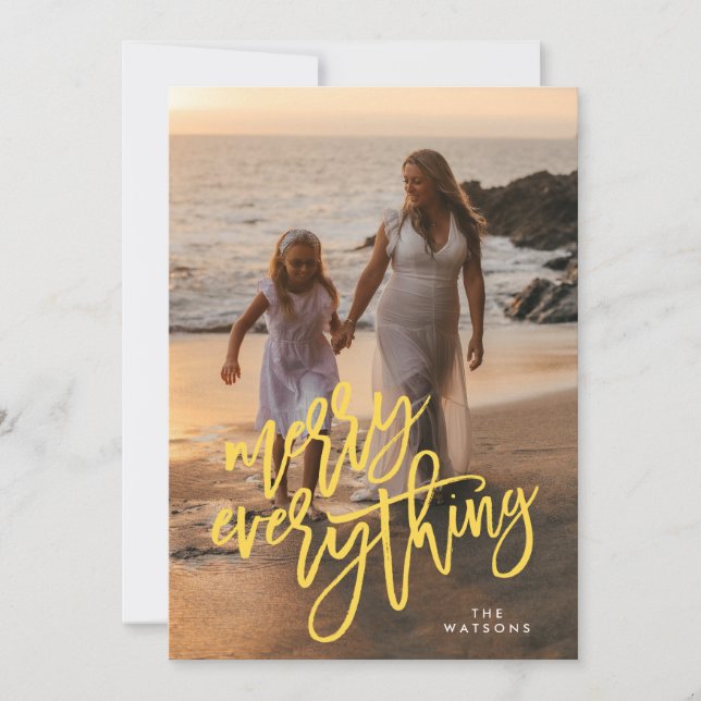 Cartão De Festividades Dourada Feliz Tudo Foto (Frente)