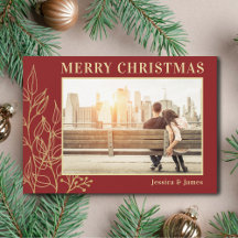 Dourada Foliage Burgundy Foto Feliz Natal