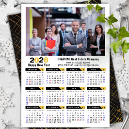 Cartão De Festividades Dourada Foto Corporativa do Calendário Moderno 202