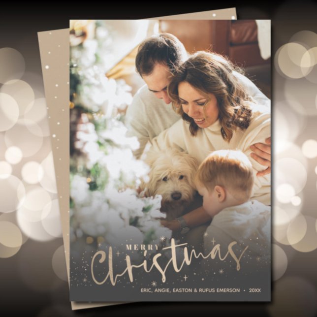 Cartão De Festividades Dourada Foto de Natal Feliz (Criador carregado)