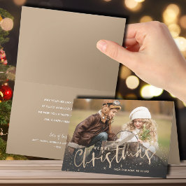 Cartão De Festividades Dourada Foto de Natal Folgado