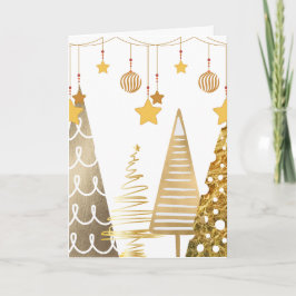 Cartão De Festividades Douradas Árvores de Charmes, Balas e Decorações