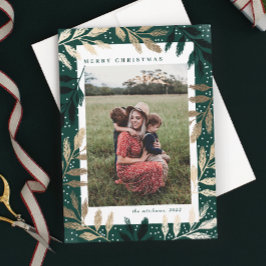 Cartão De Festividades Douradas filiais Feliz Natal 3 Foto