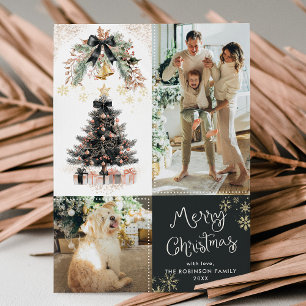 Cartão De Festividades Dourado Arco preto moderno e escuro Feliz Natal 2