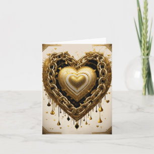 Cartão De Festividades Dourado coração
